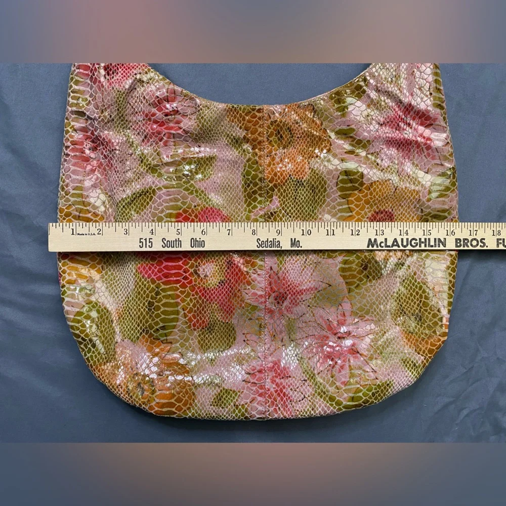 HOBO Floral Embossed Pink Brown Hobo Bag